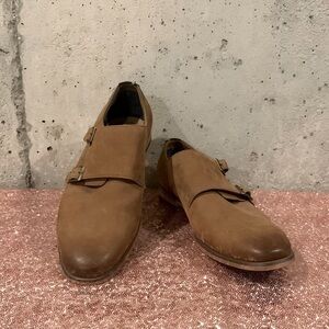 Aston Grey Carmel Color Hukle Double Monk Strap Oxfords For Men - Size 8